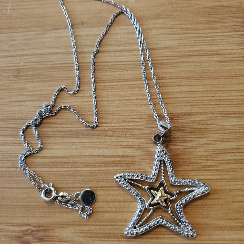 Love Earth Sterling 10k Gold Starfish Necklace